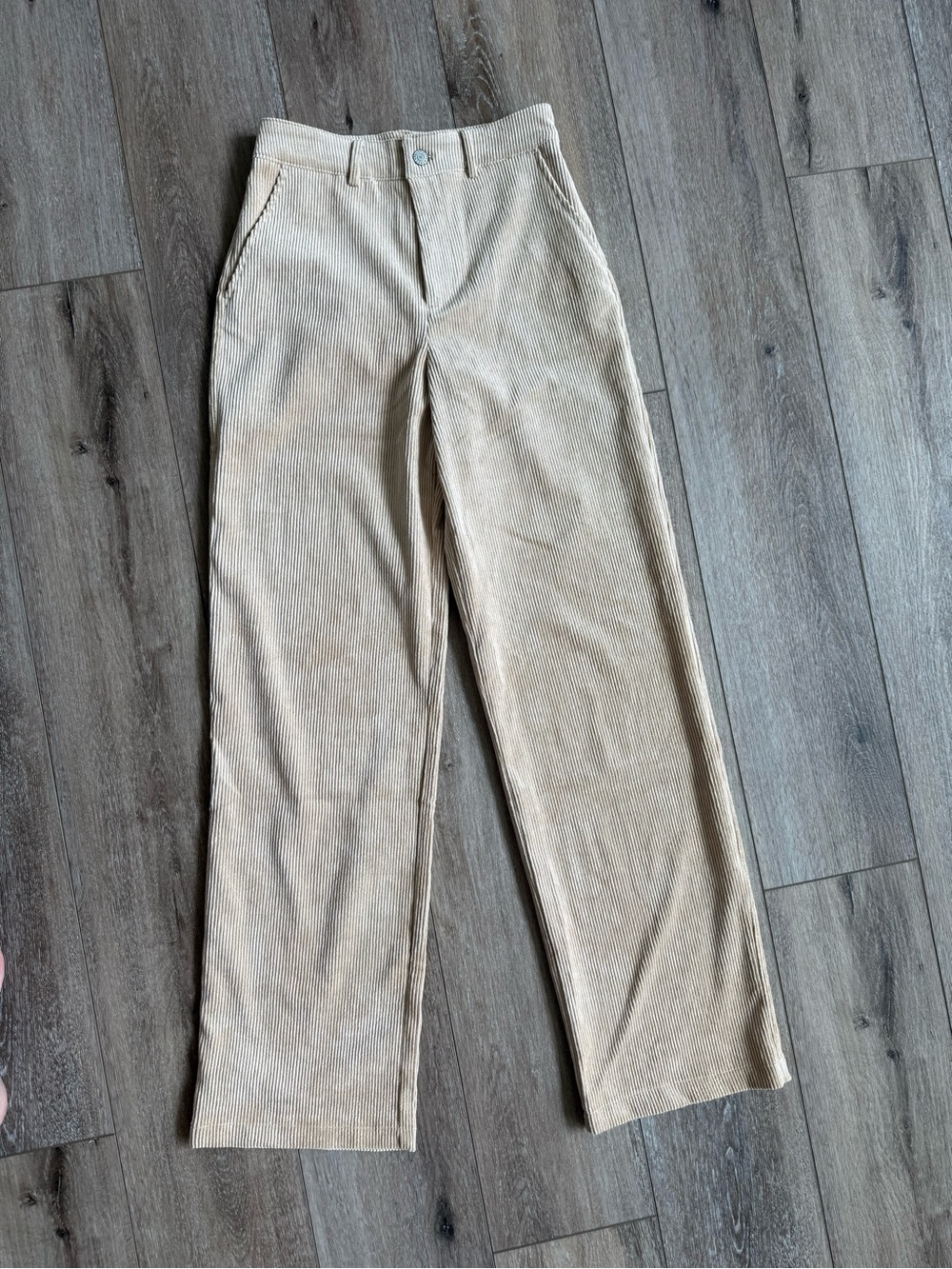 Noisy May Beige Corduroy Straight-Leg Pants